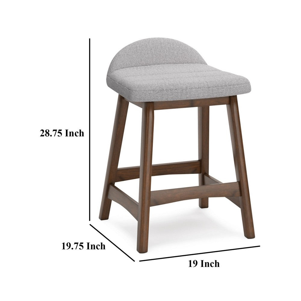 Jeyn Counter Stool with Footrest Set of 2, Brown Wood, Light Gray Seat -BM329758