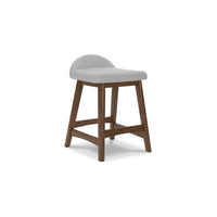 Jeyn Counter Stool with Footrest Set of 2, Brown Wood, Light Gray Seat -BM329758