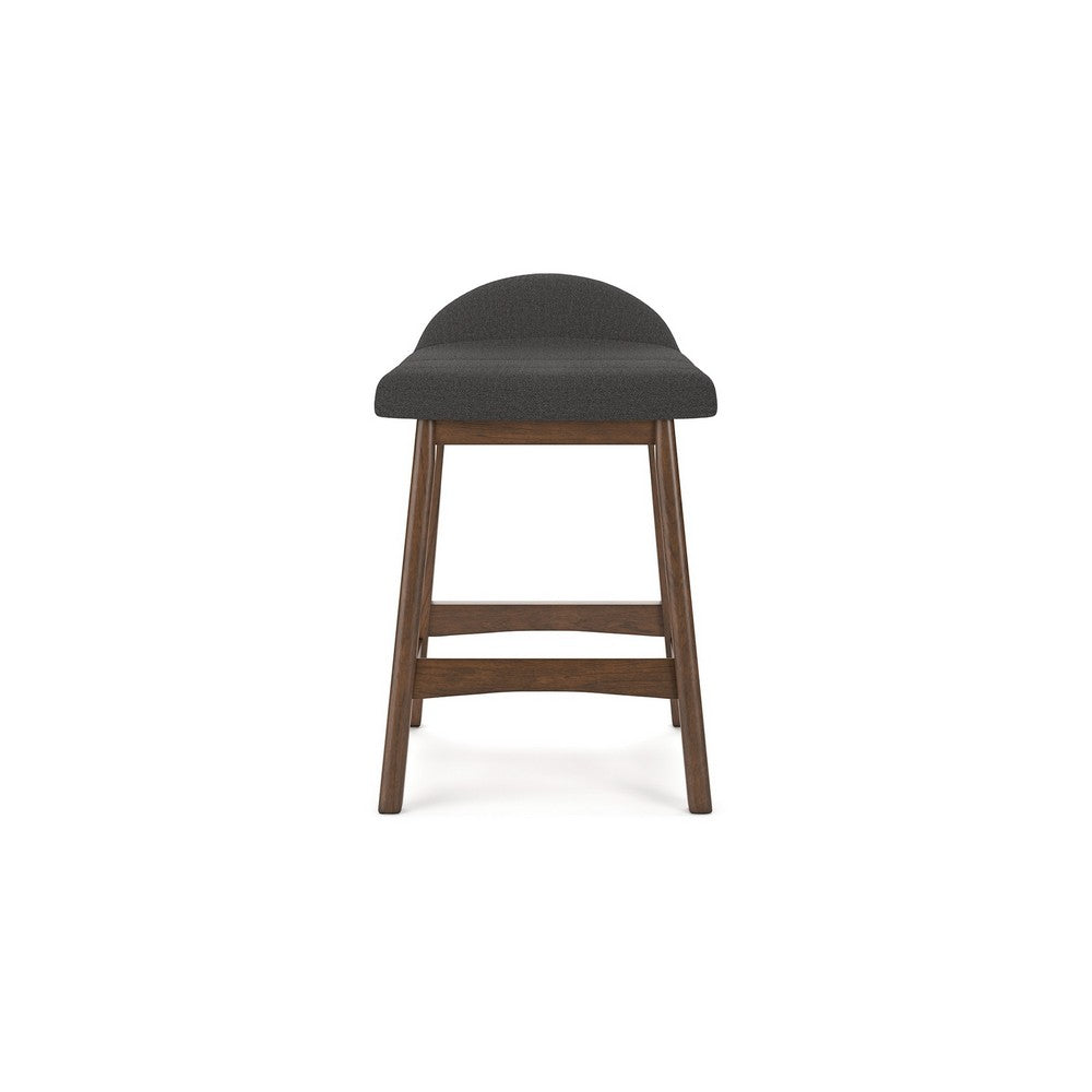 Jeyn Counter Stool with Footrest Set of 2, Brown Wood, Charcoal Gray -BM329759