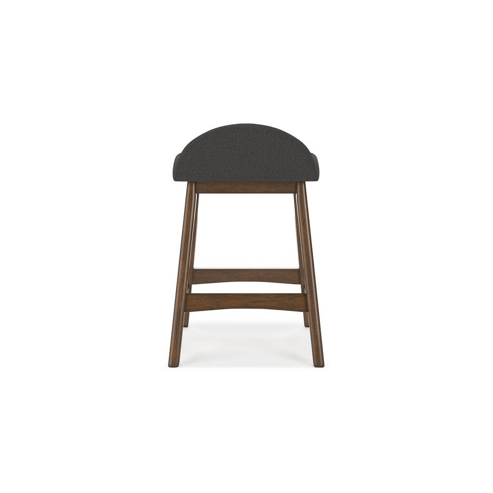 Jeyn Counter Stool with Footrest Set of 2, Brown Wood, Charcoal Gray -BM329759