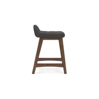 Jeyn Counter Stool with Footrest Set of 2, Brown Wood, Charcoal Gray -BM329759