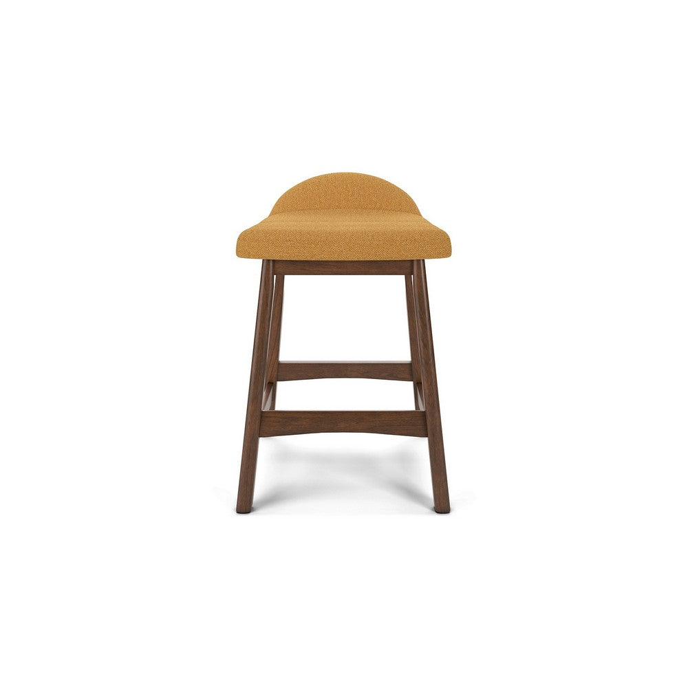 Jeyn Counter Stool with Footrest Set of 2, Brown Hardwood, Yellow Seat -BM329761