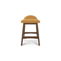 Jeyn Counter Stool with Footrest Set of 2, Brown Hardwood, Yellow Seat -BM329761