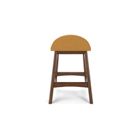 Jeyn Counter Stool with Footrest Set of 2, Brown Hardwood, Yellow Seat -BM329761