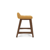 Jeyn Counter Stool with Footrest Set of 2, Brown Hardwood, Yellow Seat -BM329761