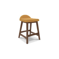 Jeyn Counter Stool with Footrest Set of 2, Brown Hardwood, Yellow Seat -BM329761