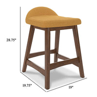 Jeyn Counter Stool with Footrest Set of 2, Brown Hardwood, Yellow Seat -BM329761