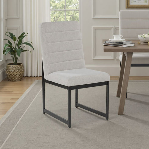 Myka Dining Side Chair Set of 2, Modern Sled Legs, Gray Polyester -BM329764