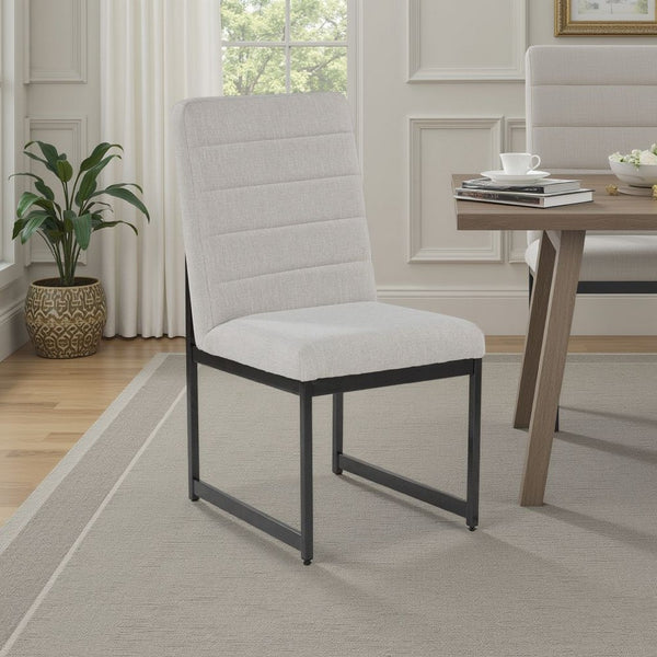 Myka Dining Side Chair Set of 2, Modern Sled Legs, Gray Polyester -BM329764