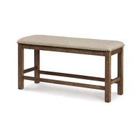 Chip Counter Height Bench, Nailhead Trim and Footrest, Nutmeg Wood -BM329766