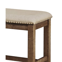 Chip Counter Height Bench, Nailhead Trim and Footrest, Nutmeg Wood -BM329766