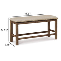 Chip Counter Height Bench, Nailhead Trim and Footrest, Nutmeg Wood -BM329766