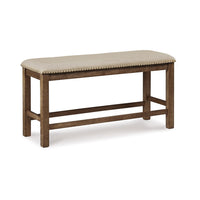 Chip Counter Height Bench, Nailhead Trim and Footrest, Nutmeg Wood -BM329766