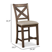 Chip Counter Height Chair Set of 2, Distress Nutmeg Wood, Polyester -BM329767