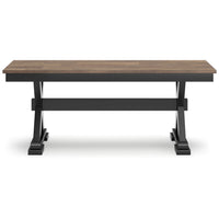 Fleur Large Dining Room Bench, 48 Inch Brown Seat, Black Wood Frame -BM329770
