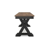 Fleur Large Dining Room Bench, 48 Inch Brown Seat, Black Wood Frame -BM329770