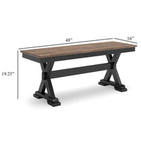 Fleur Large Dining Room Bench, 48 Inch Brown Seat, Black Wood Frame -BM329770