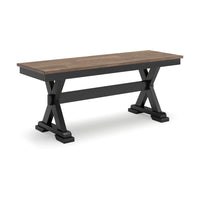 Fleur Large Dining Room Bench, 48 Inch Brown Seat, Black Wood Frame -BM329770
