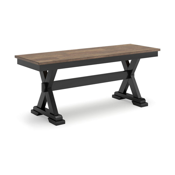 Fleur Large Dining Room Bench, 48 Inch Brown Seat, Black Wood Frame -BM329770