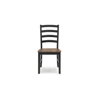 Fleur Dining Side Chair Set of 2, Black Ladderback, Brown Solid Wood -BM329771
