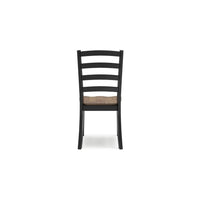 Fleur Dining Side Chair Set of 2, Black Ladderback, Brown Solid Wood -BM329771
