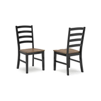 Fleur Dining Side Chair Set of 2, Black Ladderback, Brown Solid Wood -BM329771