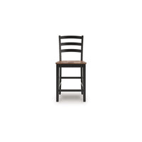 Fleur Counter Height Chair, Brown Contoured Seat, Black Solid Wood -BM329772