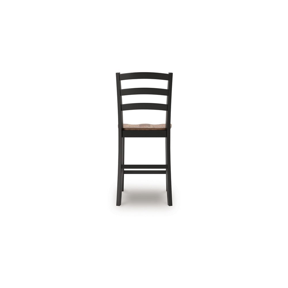 Fleur Counter Height Chair, Brown Contoured Seat, Black Solid Wood -BM329772