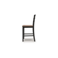 Fleur Counter Height Chair, Brown Contoured Seat, Black Solid Wood -BM329772