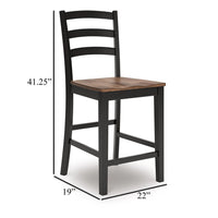 Fleur Counter Height Chair, Brown Contoured Seat, Black Solid Wood -BM329772