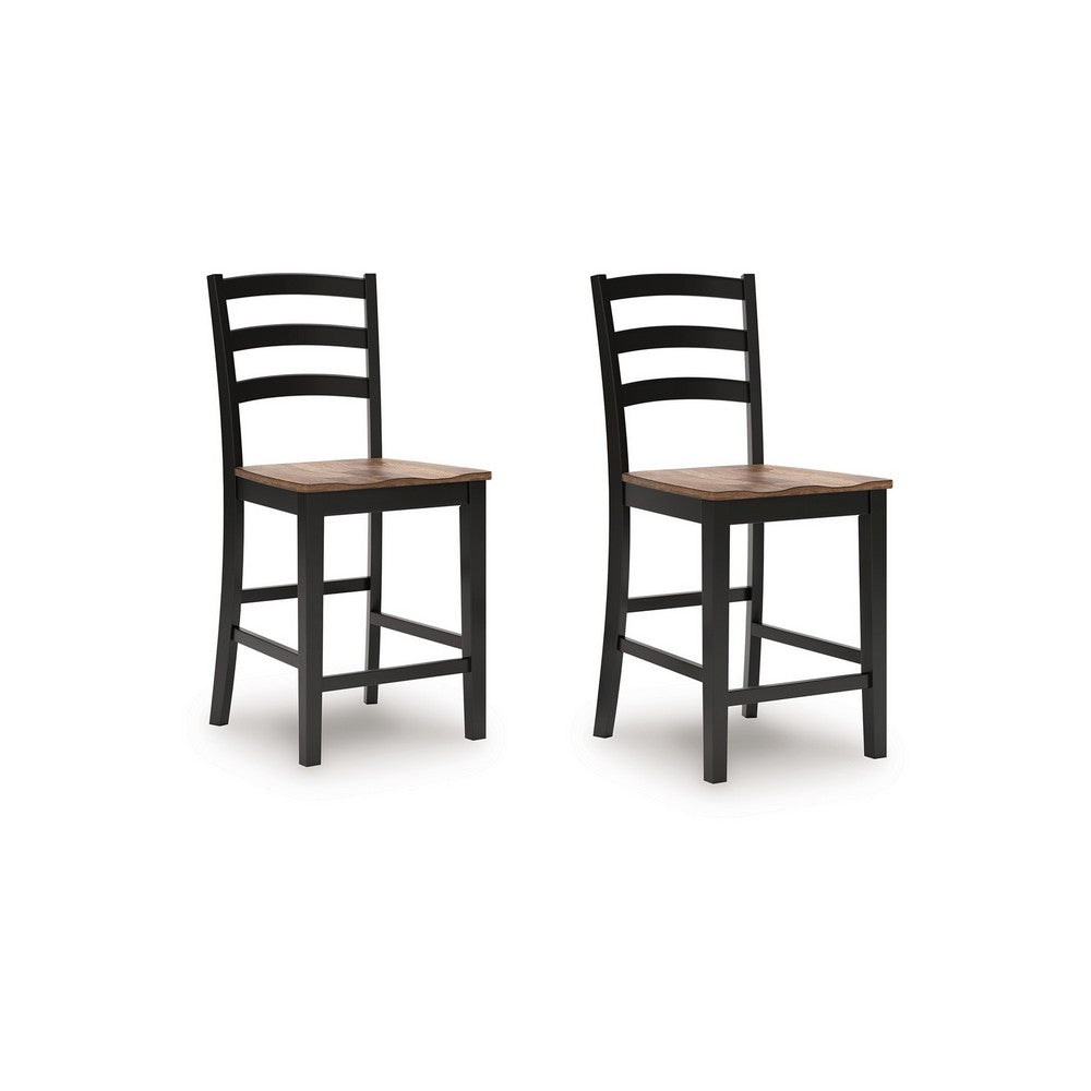 Fleur Counter Height Chair, Brown Contoured Seat, Black Solid Wood -BM329772