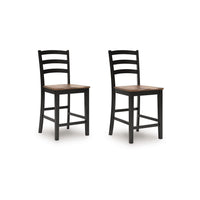 Fleur Counter Height Chair, Brown Contoured Seat, Black Solid Wood -BM329772