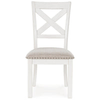 Lea Dining Side Chair Set of 2, Classic White Wood, Gray Polyester -BM329776