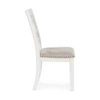 Lea Dining Side Chair Set of 2, Classic White Wood, Gray Polyester -BM329776