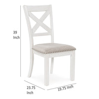 Lea Dining Side Chair Set of 2, Classic White Wood, Gray Polyester -BM329776