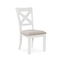 Lea Dining Side Chair Set of 2, Classic White Wood, Gray Polyester -BM329776