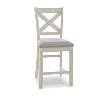 Lea Counter Height Chair Set of 2, White Solid Wood, Gray Polyester -BM329778