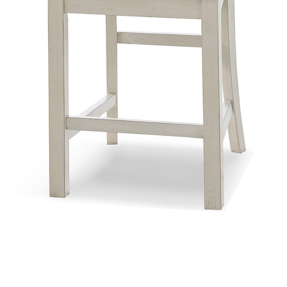 Lea Counter Height Chair Set of 2, White Solid Wood, Gray Polyester -BM329778
