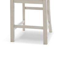 Lea Counter Height Chair Set of 2, White Solid Wood, Gray Polyester -BM329778
