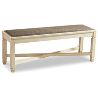 Bolan Large Dining Bench with Heavy Woven Fabric, White Wood, 50 Inch -BM329782