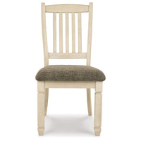 Bolan Dining Side Chair Set of 2 with Rake Back, Polyester, White Wood -BM329783