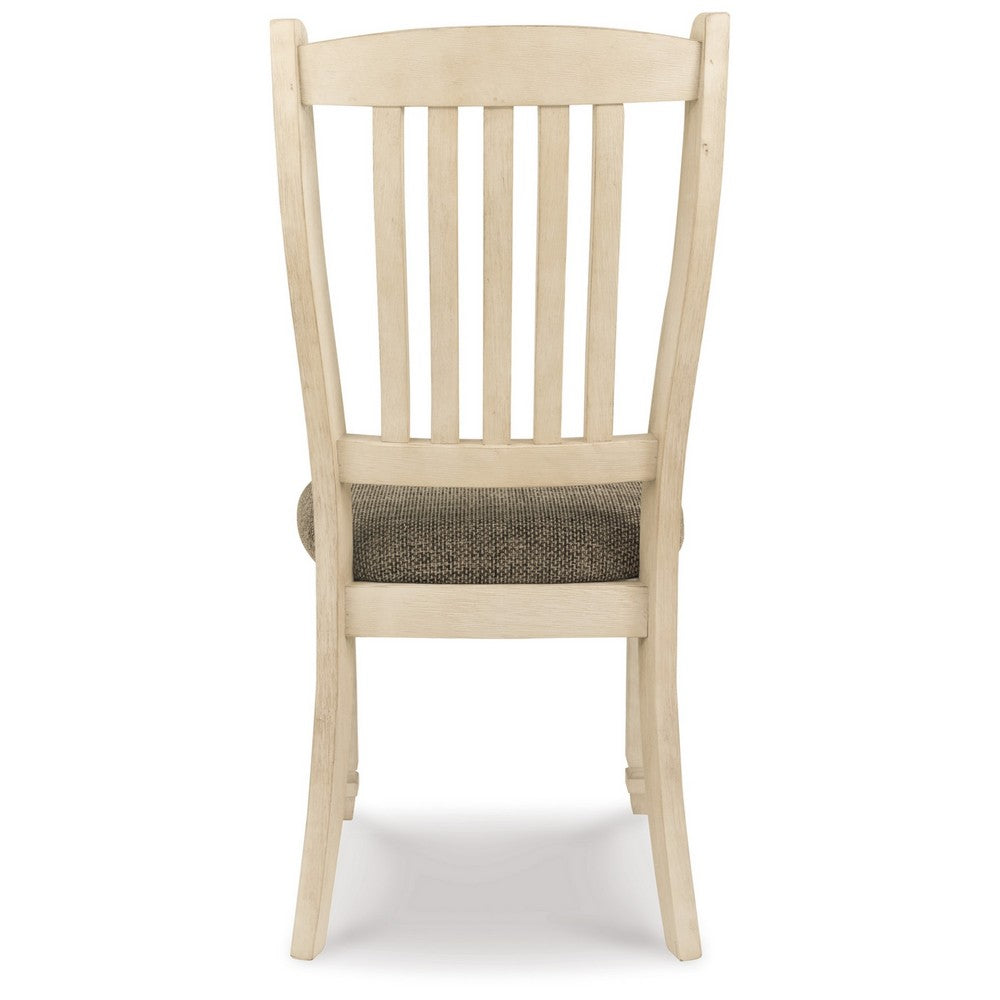 Bolan Dining Side Chair Set of 2 with Rake Back, Polyester, White Wood -BM329783