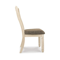 Bolan Dining Side Chair Set of 2 with Rake Back, Polyester, White Wood -BM329783