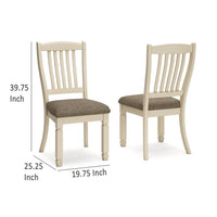Bolan Dining Side Chair Set of 2 with Rake Back, Polyester, White Wood -BM329783