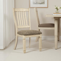 Bolan Dining Side Chair Set of 2 with Rake Back, Polyester, White Wood -BM329783