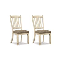 Bolan Dining Side Chair Set of 2 with Rake Back, Polyester, White Wood -BM329783