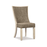 Bolan Dining Side Chair Set of 2, Lattice Back, Polyester, White Wood -BM329784