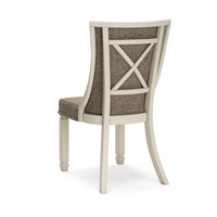 Bolan Dining Side Chair Set of 2, Lattice Back, Polyester, White Wood -BM329784