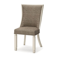 Bolan Dining Side Chair Set of 2, Lattice Back, Polyester, White Wood -BM329784