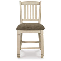 Bolan Counter Height Chair Set of 2, Rake Back, Antique White Wood -BM329785